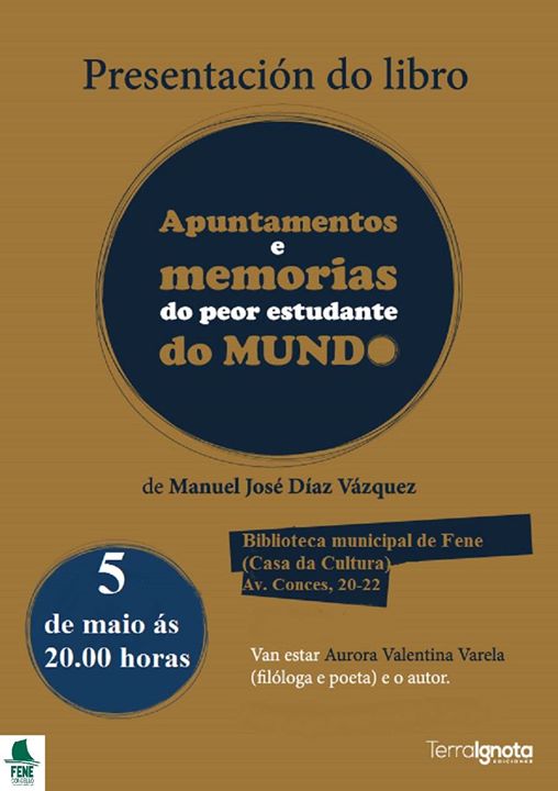 Presentación do libro “Apuntamentos e memorias do peor estudante do mundo”, de Manuel José Díaz Vázquez